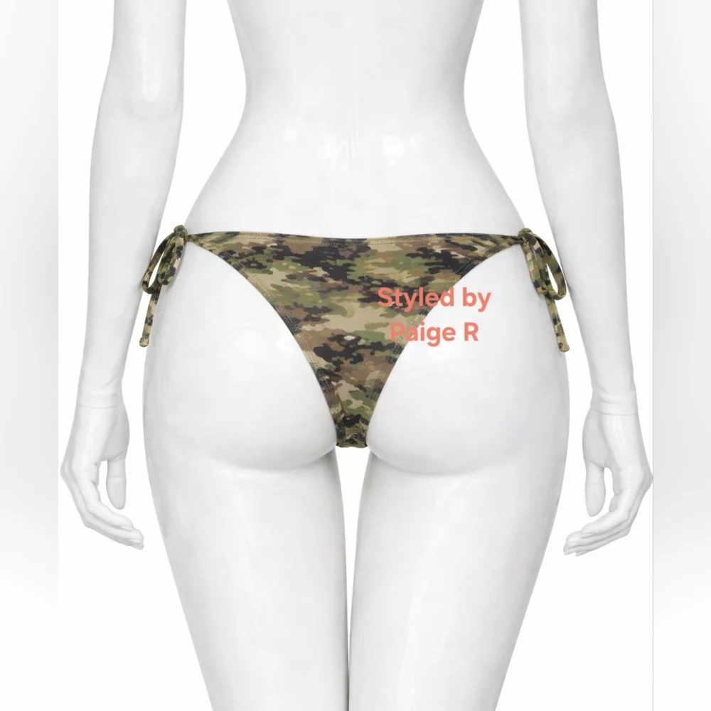 ⛱️NWT SKIMS Dippy tie String Bikini Bottoms CAMO LOGO PRINT 3X